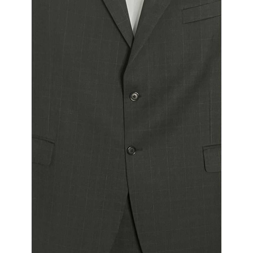 Chiavari Suit Mens 48R/42w Charcoal windowpane 100% Wool 2 Button Made in Italy - Picture 2 of 10